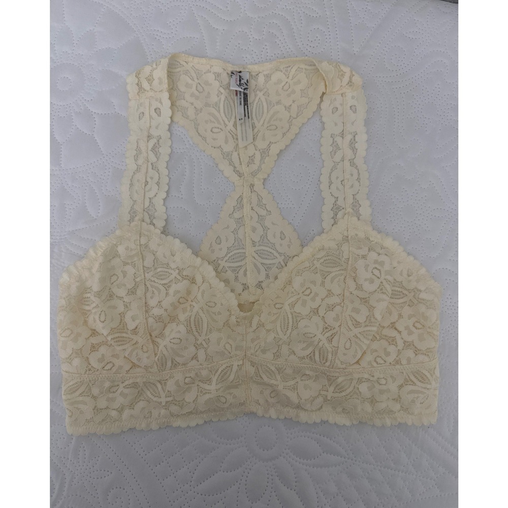 Intimately Free People Bralette Cream Lace Racerback Boho Size Medium